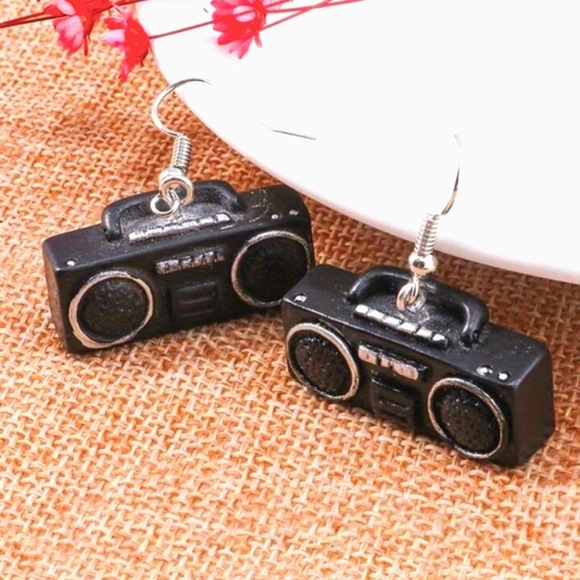 Jewelry - Retro Boombox Earrings - Black